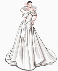 a drawing of a woman in a wedding dress