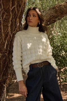 You won’t want to take off the Talia Embroidered Mock Neck Sweater. How adorable is this square pattern through out its long sleeves and in the back. The mock neck and sleeve cuffs have a contrasting ribbed pattern. Perfect to throw on top of any outfit. - Mock neck- Long sleeves- Ribbed sweep- Sweater- Comes in 2 colorsSize + Fit - Model is 5'9" and wearing size XS- Measurements taken from size S - Chest: 20"- Length: 22" Fabric Self: 100% Polyester Style Number STT17326 Best Clothing Websites, Cute Christmas Outfits, Fall Chic, Interview Style, Warm Outfits, Clothing Hacks, Chunky Knits Sweater, Dresses For Teens, Country Outfits