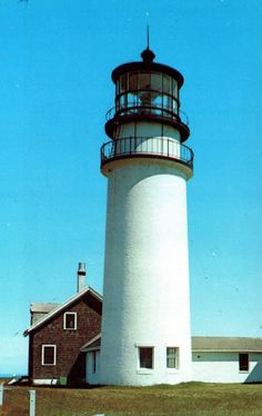 the lighthouse is white and black in color