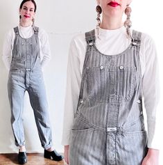 "80's vintage overalls by Marithe Francois Girbaud.       - Long inseam      - Washed Gray herringbone thick cotton      - Girbaud white tag and logo buttons       - Lots of patch chest pockets details and hip pockets      - Logo hardware      - Slim fit  REFER TO THE MEASUREMENTS CAREFULLY, AS RETURNS ARE NOT ACCEPTED: Women's size Small ...these have been altered from a men's XL in the back seam and the inseam! Hip: 23\" Inseam: 30\" (model is 5' 8\") Condition: Some distressing throughout...a Vintage Jumpsuits And Rompers For Fall, Vintage Denim Jumpsuit For Work, Vintage Denim Overall Jumpsuit For Fall, Vintage Overalls And Rompers For Fall, Vintage Overalls For Workwear, Vintage Denim Overalls For Work, Vintage Denim Overall Jumpsuit For Work, Fitted Vintage Denim Jumpsuit For Work, Vintage Denim Workwear Jumpsuit