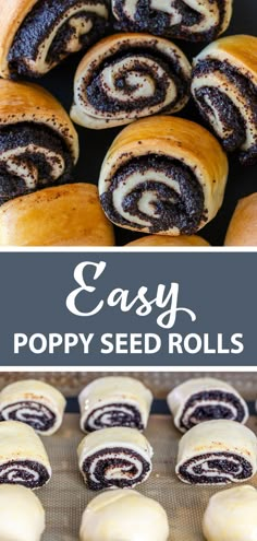 easy poppy seed rolls with chocolate frosting and sprinkles in the middle