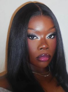 Black Eyeshadow Black Women, Simple 2000s Makeup, Black And Silver Makeup Black Women, Icy Makeup Looks Black Women, Dramatic Eye Makeup Looks, Y2k Makeup Black Women, Dark Feminine Makeup Black Women, Nicole Wray, Punk Makeup Looks