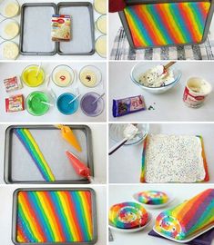 there are many different pictures of rainbow cake