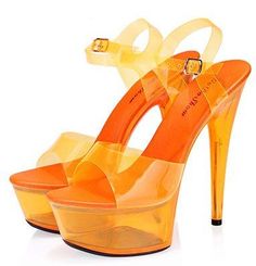 Neon Platform High Heels Open Toe Sandals Pumps - Uniqistic.com Orange Ankle Strap Sandals With 4-inch Heel, Summer T-strap Heels With 4-inch Heel, Bohemian Sandals, Chic Flats, Classic Heels, Platform High Heels, Buckle Sandals, Comfortable Flats, Fashion High Heels