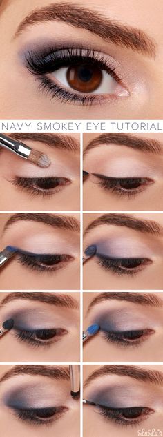 Navy Smokey Eye Makeup Tutorial // See the Latest and #Hotest 2015 #Makeup Trends on: http://www.everydaynewfashions.com/ Silver Eye Makeup Tutorial, Mac Make Up, Silver Eye Makeup, Makeup 101, Smokey Eye Tutorial, Work Makeup, Smokey Eye Makeup Tutorial, Easy Makeup Tutorial