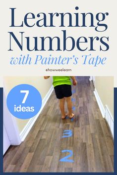 the cover of learning numbers with painter's tape shows a child walking down a hallway