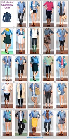 Mode Ab 50, Mode Tips, Different Outfits, Chambray Shirt, Mode Inspiration, Outfit Posts, Denim Shirt, Capsule Wardrobe, Different Types