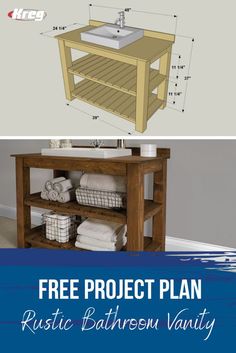 the free project plan for this rustic bathroom vanity