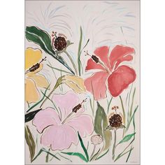 a painting of flowers on a white background