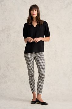 Our skinny, 7/8th length Bengajean® featuring Black/Ecru gingham will be a sweet addition to your spring wardrobe. Cut from a lightweight stretch denim, this style features an easy pull-on waistband and is designed for all-day comfort. Chic Gingham Pants For Fall, Chic Gingham Bottoms For Fall, Chic Houndstooth Pants For Spring, Spring Business Casual Houndstooth Bottoms, Spring Houndstooth Bottoms For Business Casual, Latest Colour, Spring Wardrobe, S Models, Body Measurements