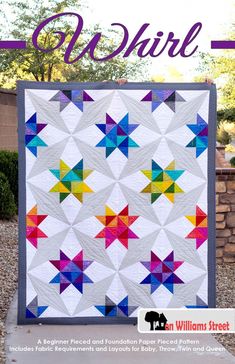 Whirl Half Square Triangle Quilts Pattern, Colchas Quilting, Triangle Quilt Pattern, Modern Quilt Pattern, Modern Quilting Designs, Quilt Modernen, Half Square Triangle Quilts, Rainbow Quilt, Beginner Quilt Patterns