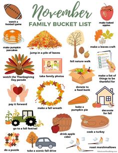 the november family bucket list is shown