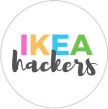 the word ikea hackers written in multicolored letters on a white background