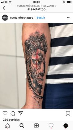 a man with a lion tattoo on his arm