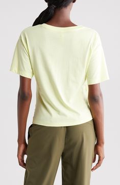 Ruched sides add flattering asymmetry to a supersoft pima cotton T-shirt that easily takes you from studio to street. 21" length (size Medium) Crewneck Short sleeves Drawcord-toggle hem 100% pima cotton Machine wash, tumble dry Imported Green Finch, Pima Cotton, Cotton T Shirt, Cotton Tshirt, Short Sleeves, Nordstrom, Size Medium, Green, Free Shipping