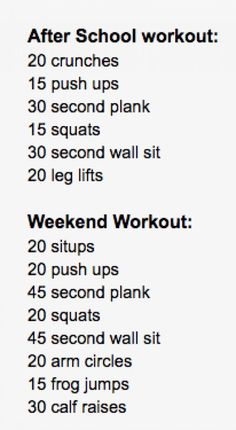 a workout plan with the words after school workout