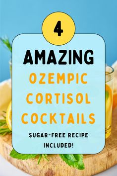 Two citrus natural Ozempic cortisol cocktails on a wooden chopping board, garnished with fresh citrus slices. Cortisol Shrink Drink, High Cortisol Cocktail, Diy Cortisol Cocktail, Cortisol Lowering, Reducing Cortisol, Cortisol Belly