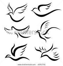 black and white birds flying in the air with their wings spread out, set of four