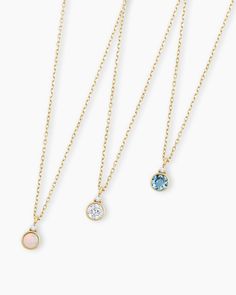 14k Gold Birthstone Necklace Gold Birthstone Necklace, Gold Chain Necklaces, Solid Gold Chains, 14k Gold Necklace, Chain Necklaces, Gold Chain Necklace, Birthstone Necklace, Spring Rings, Gold Chain