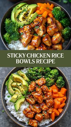 Sweet, Savory, and So Addictive! 🍚🍗 These Sticky Chicken Rice Bowls are packed with bold flavors and melt-in-your-mouth goodness. A quick meal that’ll wow your taste buds! 😋🔥 #StickyChicken #RiceBowlGoodness #FlavorExplosion #QuickDinnerFix #SweetAndSavory #ComfortInABowl #EasyMeals #DinnerGoals #OneBowlWonder #WeeknightSavior Healthy Dinner Rice Bowls, Meals With Sticky Rice, Dinner Ideas Bowls, Chicken Meatball Rice Bowl, Chicken And Rice Healthy Recipes, Jasmine Rice And Chicken Recipes, Bowl Meal Ideas, Rotisserie Chicken Rice Bowl, High Protein Chicken Bowl