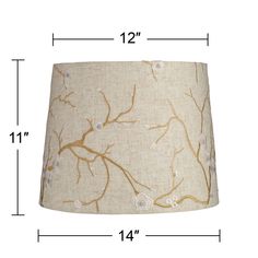 a lamp shade with measurements for the lampshade