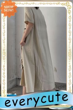 Women Apricot O Neck Wrinkled Patchwork Cotton Long Dresses Summer Long Beige Solid Color Dress, Casual Long Patchwork Dress, Casual Long Dress With Patchwork, Casual Beige Tunic Maxi Dress, Casual Solid Color Dresses With Patchwork, Solid Color Patchwork Summer Dresses, Casual Solid Color Dress With Patchwork, Solid Color Summer Dress With Patchwork, Summer Patchwork Dresses