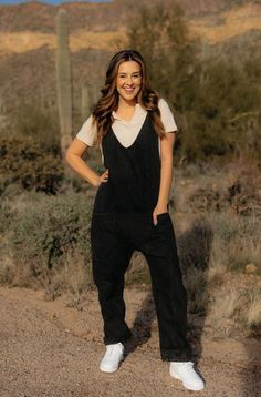 Free People High Roller Jumpsuit-Mineral Black High Roller, Martens Boots, Dr Martens Boots, Clothing Casual, Jeans Jumpsuit, Denim Jumpsuit, Scoop Neckline, Boutique Clothing, Ankle Length