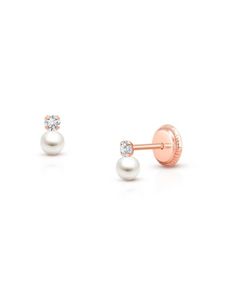 Timeless and sweet, this design for children features a tiny cultured pearl of exceptional quality. With a beautiful pairing of sparkle and dainty cultured pearls, these hypoallergenic studs are perfectly classic. K Rose, Kids Dresses, Screw Back Earrings, Kids Jewelry, Big Kid, Pearl Drop, Cultured Pearls, Kids' Dresses