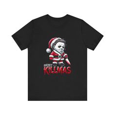 Get ready for a festive fright with our "Merry Killmas" design! Featuring Michael Myers dressed as Santa, this hilarious mashup brings the perfect blend of Halloween spookiness and Christmas cheer. Ideal for fans of horror movies who love a twist on traditional holiday attire, this tee is sure to add a killer touch to your holiday season. Crafted from high-quality, soft fabric, this shirt ensures comfort and durability for all your holiday festivities. Whether you're attending a holiday party, watching your favorite horror flicks, or just spreading some dark humor, "Merry Killmas" is the perfect way to show off your unique style. Order yours today and let Michael Myers bring some chilling fun to your Christmas celebrations! .: 100% Airlume combed and ringspun cotton (fiber content may vary Holiday Attire, Michael Myers, Halloween T Shirt, Christmas T Shirt, Funny T Shirt, T Shirt Funny, Christmas Cheer, Halloween Tshirts, Christmas Tshirts