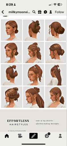 the different hairstyles for women are shown in this graphic style, and there is no image to describe