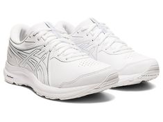 Women's GEL-CONTEND WALKER | White/White | Running Shoes | ASICS White Asics, Comfortable Running Shoes, White Walker, Asics Women Gel, White Running Shoes, Asics Running Shoes, Closed Toe Shoes, Sports Trainers, Women's Running Shoes