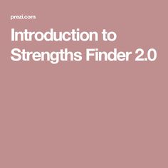 an image of the words,'instruction to strength finder 2 0'in white on