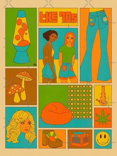 the poster shows women in different outfits and colors