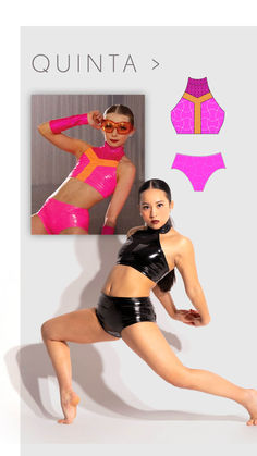 Edgy high neck tank crop dance costume with mesh and liquid blocking. High Neck Tank