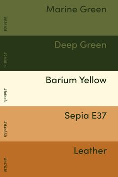 the color scheme for marine green, deep green, and brown