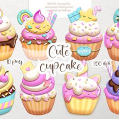 the cupcakes are decorated with different designs