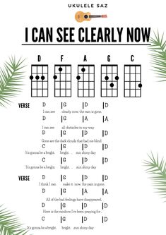 i can see clearly now guitar chords for ukulele saz with the words