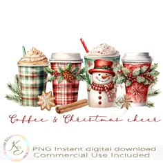 coffee and christmas sleep png instant digital file