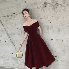 Cute cute · Little Cute · Online Store Powered by Storenvy Burgundy Dress Knee Length, Short Velvet Dress Classy, Vintage Style Bridesmaid Dresses, Velvet Homecoming Dress, Velvet Evening Dress, Dress Velvet, Burgundy Prom Dress, Dress Homecoming, Burgundy Velvet