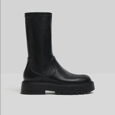 Nwt. Bershka Black Close-Fitting Mid Heel Platform Ankle Boots With Seam Detail On The Sides, Chunky Track Sole. Heel Height: 4 Cm. / 1.5″. Size 6. Ref 1224/661. Sh 9 Bershka Boots, Bershka Shoes, Heeled Combat Boots, Platform Combat Boots, Platform Chelsea Boots, Suede Chelsea Boots, Chelsea Boots Women, Leather Heeled Boots, Block Heel Ankle Boots