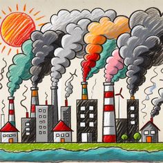 Air Pollution Images, Water Pollution Drawing Easy, Air Pollution Art, Air Pollution Drawing, Water Pollution Poster, Pollution Drawing, Pollution Project