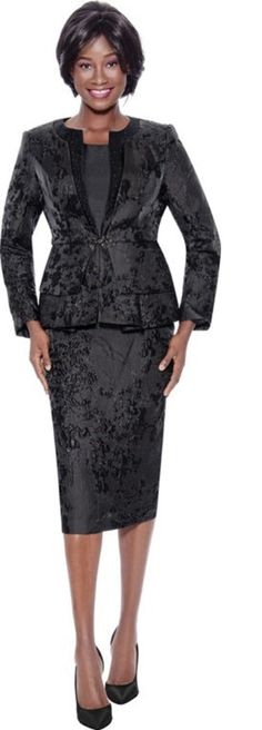 Terramina 7125 black brocade skirt suit Elegant Stretch Sets For Winter, Fitted Evening Sets For Winter, Fitted Black Skirt Suit For Winter, Winter Black Fitted Skirt Suit, Black Evening Sets For Spring, Elegant Stretch Black Set, Elegant Black Fitted Sets, Elegant Fitted Black Set, Fitted Black Skirt Suit For Spring