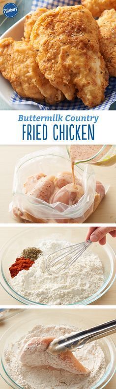 fried chicken is being prepared on a plate and then put in a bowl to cook