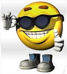 an emoticive smiley face with sunglasses giving the thumbs up and saying i'm smiling because