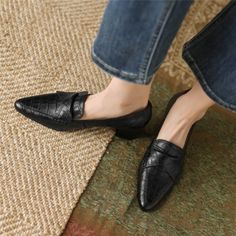 As low as US$65.00 Dressy Shoes, Fashion Business Casual, Spring Shoes, Heeled Loafers, Dandy, Low Heels, Chunky Heels, Flat Shoes Women, Business Casual