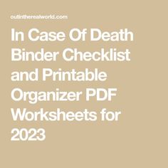 Next Of Kin Binder, Estate Planning Binder Free Printables, In Case Of Emergency Printable Free, Next Of Kin Book, Estate Planning Checklist Free Printable, Life Binder Categories, Emergency Binder Checklist, Emergency Binder Free Printables, Important Documents Binder