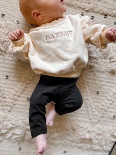 These minimalist machine embroidered name sweatshirts are the perfect cozy item for your toddler. Your choice of thread color In the personalization box you'll provide: 1. Your child's name or initials exactly how you want it printed (MILLER, Miller, or miller) 3. Thread color Embroidery Wash and Care: -Always wash your garment before use -Your garment may have marking or clear film over the design. This will wash away in the washing machine -Wash inside out with mild detergent -Wash on cold, ge Embrodered Newborn Crewneck Sweater, Color Embroidery, Embroidered Name, Oversized Crewneck, Embroidered Sweater, Personalized Embroidered, Kids Sweatshirt, All Colors, Kid Names