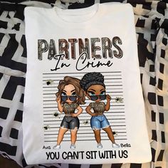 Introducing our Personalized Shirt, the perfect attire for partners in crime who know that "You can't sit with us" unless you're ready for some serious mischief! Featuring custom characters that look just like you and your squad, this shirt is guaranteed to turn heads and stir up some laughs wherever you go. Whether you're gifting it to friends, besties, or treating yourself to a bit of wicked humor, this shirt is ideal for birthdays, Christmas, or any occasion where you want to spread some laug Besties Shirts, Mom Daughter Gifts, Canvas Beach Bag, Leather Flask, Nice Leather, Matching Shirts, Ugly Sweater, Personalized Shirts, Shirt Ideas