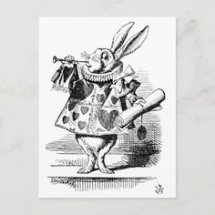 a drawing of a rabbit dressed as a clown