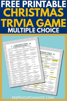 a christmas trivia game with the text, free printable christmas trivia game multiple choice